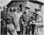 High-ranking U.S. Army officers inspect the newly liberated Ohrdruf concentration camp.