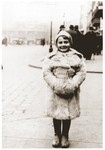 Salusia Goldblum poses on a street corner in Katowice in her fur coat.