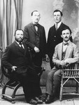 Portrait of the four Andermann brothers, the sons of Schlojme and Feige Andermann, in Suceava, Romania, 

Pictured from left to right is David, who took over his father's store in Suceava;  Adolf, who trained as a biologist and then a manufacturer of cutlery; Herman, who became a partner in the factory; and Isiu Andermann, who became a professor of classics at a gymnasium in Doroho and an owner of a tannery in Radautz, where he lived.