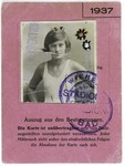 Swimming pool membership card belonging to Ruth Langer.