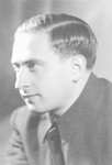 Leo Rosen sits for a studio portrait.

Leo was born in Kanczuga, Poland and hid the the village of Siedlce, Poland during the war.