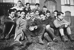 Group portrait of Jewish-German youth in an agricultural training farm outside of Berlin.