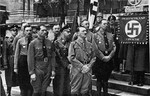 Hitler, Hess, Himmler and others in front of the "Feldherrnhalle" during a ceremony commemorating the eleventh anniversary of the "Beer Hall Putsch".