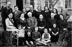 Members of the extended Baruch family pose outside their residence in Kyustendil, Bulgaria, following their expulsion from the capital, Sofia.