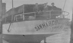 Three young men from Kolbuszowa, Poland, depart for Palestine aboard the ship San Marco.