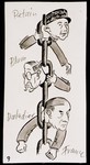 Caricatures of Petain, Blum and Daladier as part of "World War II Personalities in Cartoons/Originals done for 'La Nacion' Santo Domingo, 1939-1946" by Klaus Martin Frank.