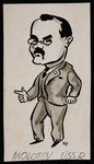 Caricature of Vyacheslav Molotov from "World War II Personalities in Cartoons/Originals done for 'La Nacion' Santo Domingo, 1939-1946" by Klaus Martin Frank.