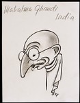 Caricature of Mahatma Ghandi, as part of "World War II Personalities in Cartoons/Originals done for 'La Nacion' Santo Domingo, 1939-1946" by Klaus Martin Frank.