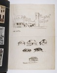 One page of an illustrated album produced by Gyorgy Beifeld (1902-1982), a Hungarian Jew from Budapest, who was drafted into the Munkaszolgalat (Hungarian Labor Service system) and spent more than a year on the Soviet front, from April 1942 through May 1943.