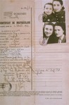 Identification papers for Feiga (Fani) Mendelovicz and her three daughters

The certificate was issued by the Romanian consulate in Bruxelles in lieu of a passport.