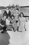 Group portrait of young Jewish women at a displaced persons camp in Salzburg.