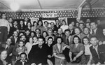 Group portrait of residents of the Schlachtensee displaced persons camp.