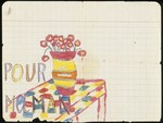 Color drawing of a table with a vase of flowers, created by Hans Ament, a Jewish refugee child living in the children's home in Izieu.