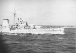 Two British warships that have been dispatched to prevent the landing of the Exodus 1947, approach the illegal immigrant ship off the coast of Palestine.