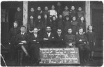 Group portrait of the students and teachers of the Hebrew public school in Olkieniki (Valkininkai).