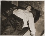 The body of Hermann Goering after he committed suicide in prison following the International Military Tribunal in Nuremberg.