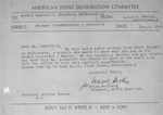 A letter sent by the personal service bureau of the American Joint Distribution Committee to Mendel Rozenblit, informing him that a woman in Melbourne is looking for a survivor by the same name and asking if he is that person.