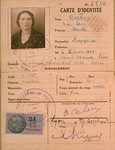 The identification card of Berthe Levy Cahen, stamped "Juif" (Jew), which was issued by French police in Lyon.