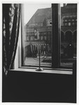 A Hanukkah menorah rests on the sill of an apartment window in Kiel.