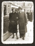 A Jewish couple poses on a street in Lublin.

Pictured are Majer and Sylka Sztajman.