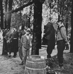 The bodies of civilians executed by the German army hang in the Pancevo city cemetery.