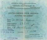 Teacher certification issued by the Jewish Council of Amsterdam to art historian Albert Heppner.