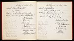 An open page of a guest book belonging to the Ledermann family which includes the signatures of Otto, Edith, and Margot Frank.