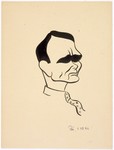 Caricature of Nuremberg International Military Tribunal defendant Rudolf Hess, by the German newspaper caricaturist, Peis.