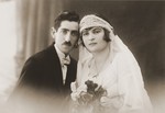 Wedding portrait of a Jewish couple in Lvov, Poland.