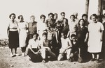 Group portrait of Spanish and Jewish assistants to the Secours Suisse relief team.