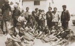 Children at the Rivesaltes internment camp receive new shoes.