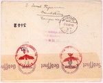 An envelope of a registered letter sent from  Dabrowa  by I.