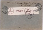 An envelope of a registered letter sent from the Bedzin ghetto in Srodula by J.