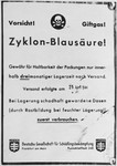 A manufacturer's warning about the effects of Zyklon-Blausaure (Zyklon B).