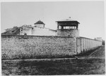 View of the Stara Gradiska concentration camp.

Pictured is the eastern and southern wall of the camp and corner watch tower.