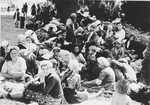 Serbian women and children from the Kozara region who have been deported from their homes, are assembled in the Novska camp prior to the separation of the children from the adults.