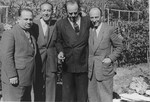Oskar Schindler at a reunion in Munich, Germany in 1946 with Schindler Jew, Herman Kornhauser (1904-1990).
