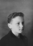 Portrait of a Czech refugee boy who was living at the Les Grillons children's home in Le Chambon during the German occupation of France.