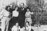 Oskar Schindler (second from the right) in Munich one year after the war with a group of Jews he rescued.