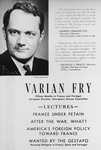 An advertisement for a lecture series given in New York City by Varian Fry.