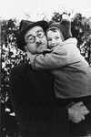 Natan Slepian holds his young daughter Pauline in the Wasseralfingen DP camp.