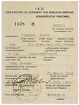 Identification papers issued to Natan Slepian, director of the Wasseralfingen displaced persons' camp.