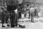 American servicemen gather documentary evidence of the crimes committed in the Ebensee concentration camp.