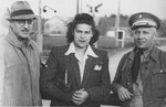 Portrait of three Jewish DPs in the Foehrenwald DP camp.