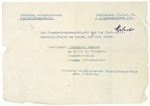 Confirmation notice sent to Norbert Bikales by the Jewish Welfare and Youth Placement office telling him to report for the Kindertransport to France on July 3, 1939.