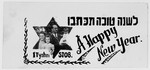 Jewish New Year's card sent from the Slepian family with their photograph from the Wasseralfingen DP camp.