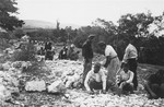 Members of a Hungarian Jewish labor battalion construct a road in Cluj.