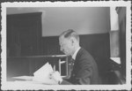 Portrait of J. Harcourt Barrington, British prosecutor at the IMT Nuremberg commission hearings investigating indicted Nazi organizations.