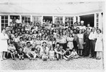 Staff and children of the Nahum Aronson children's home in Les Andelys, France.