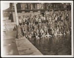 Group portrait of the swim team of the Schiller Real Gymnasium in Stettin.